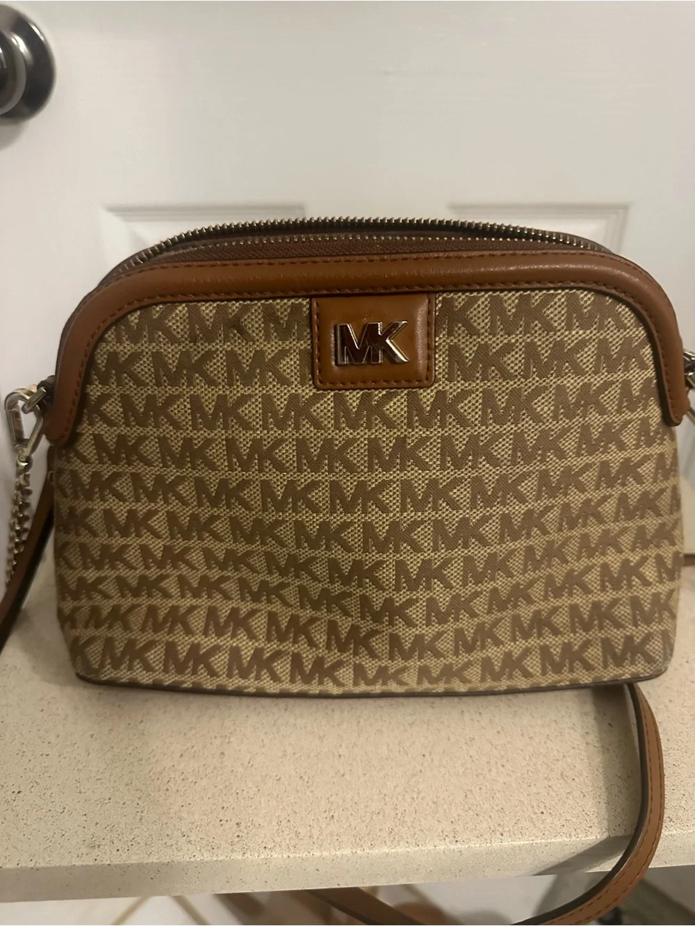 Michael Kors Signature MK Crossbody Bag – Brown/Tan